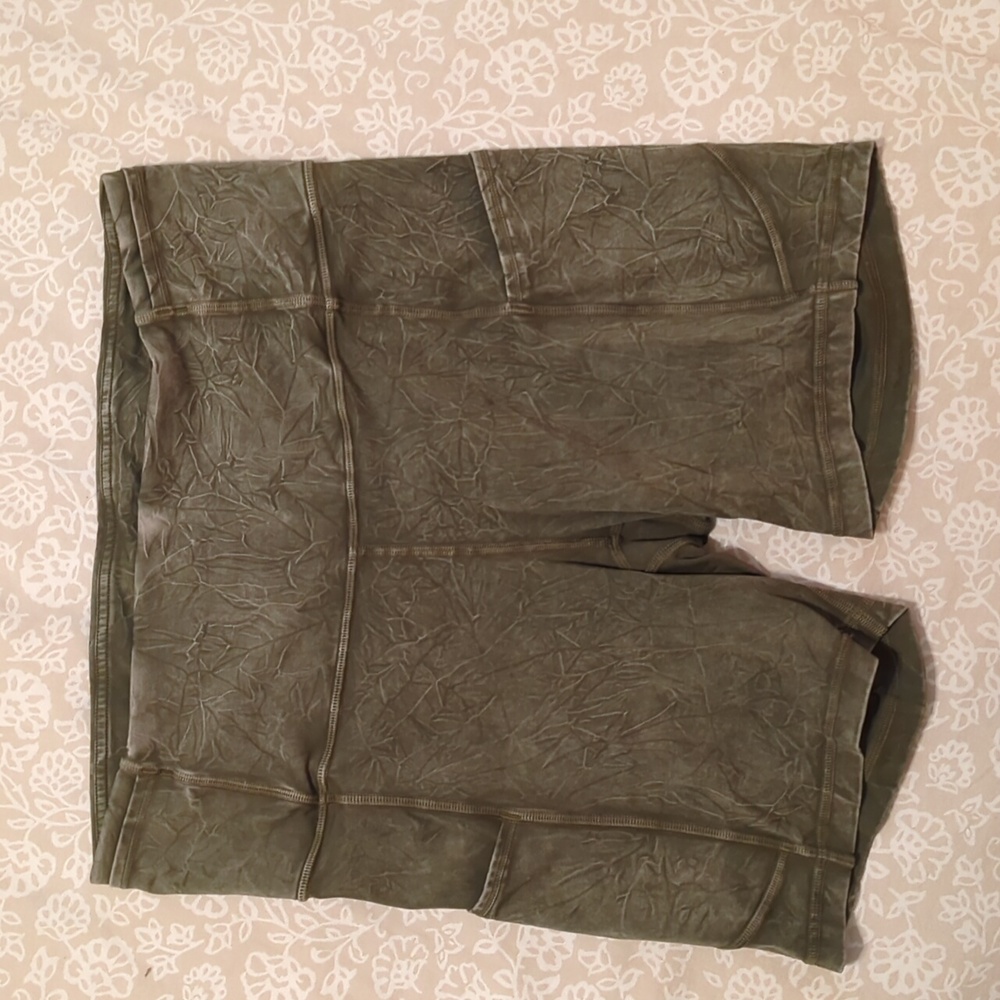 Olive Green Lululemon Bike Shorts - Picture 2 of 4